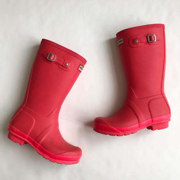 Hunter original coral rain boots VGUC  size 3G/4B youth - Picture 1 of 10